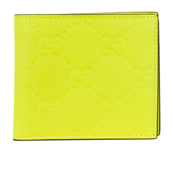 Gucci GG Rubber Effect Bifold Wallet, Leather,Neon Yellow,771307, B/DB,4*